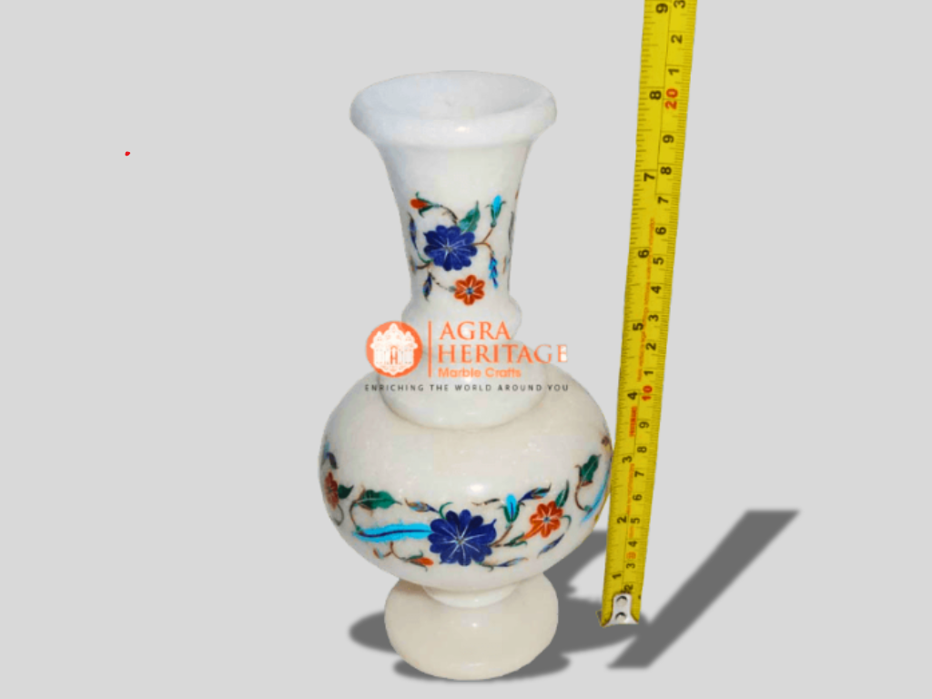 Decorative Marble Multi Inlay Stone Handicraft Vase Decor